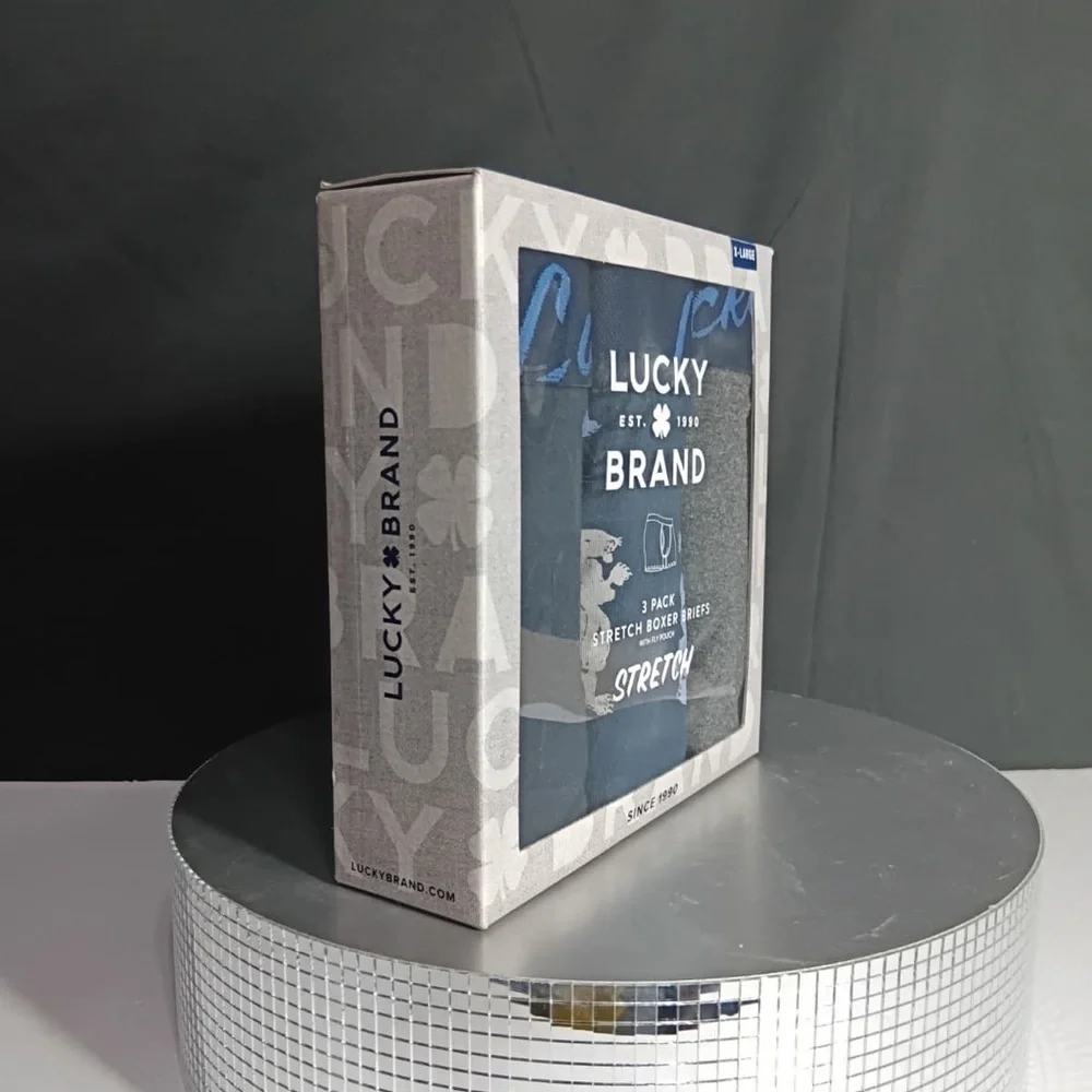 Lucky Brand Blue and Gray Boxer Briefs 3-Pack brand new